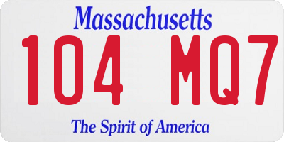 MA license plate 104MQ7