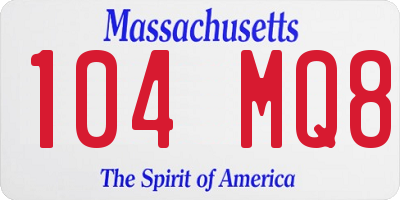 MA license plate 104MQ8
