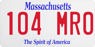 MA license plate 104MR0