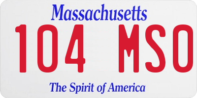 MA license plate 104MS0