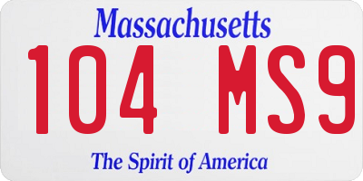 MA license plate 104MS9