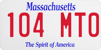 MA license plate 104MT0