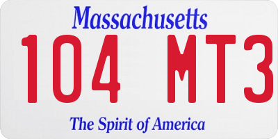 MA license plate 104MT3