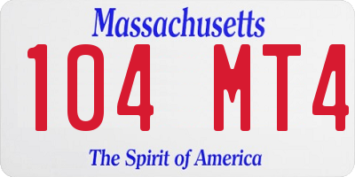 MA license plate 104MT4