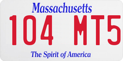 MA license plate 104MT5