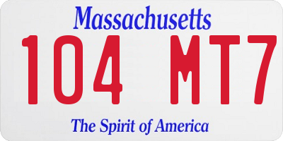 MA license plate 104MT7