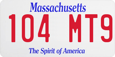 MA license plate 104MT9