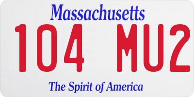 MA license plate 104MU2