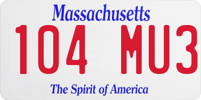 MA license plate 104MU3