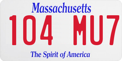 MA license plate 104MU7