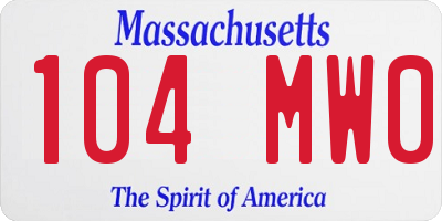 MA license plate 104MW0