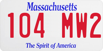 MA license plate 104MW2