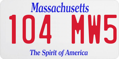 MA license plate 104MW5