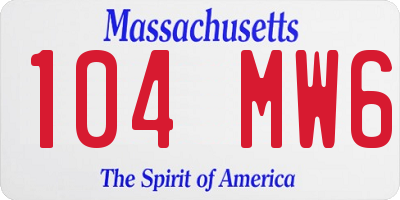 MA license plate 104MW6