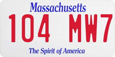 MA license plate 104MW7