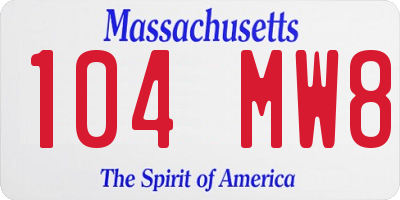 MA license plate 104MW8