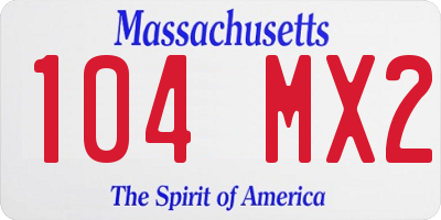 MA license plate 104MX2