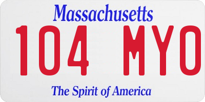 MA license plate 104MY0