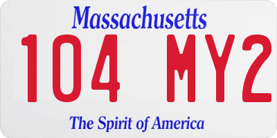 MA license plate 104MY2