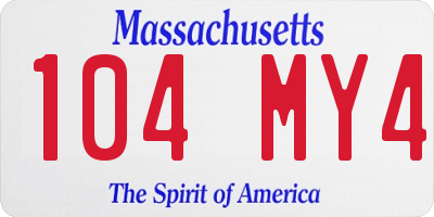 MA license plate 104MY4