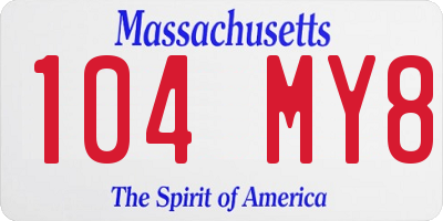 MA license plate 104MY8