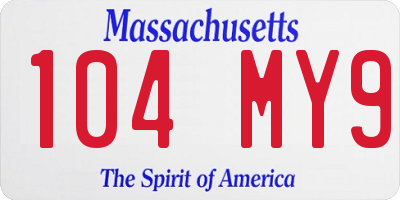 MA license plate 104MY9