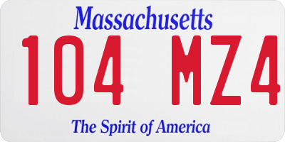 MA license plate 104MZ4