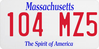 MA license plate 104MZ5
