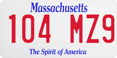 MA license plate 104MZ9