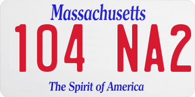 MA license plate 104NA2