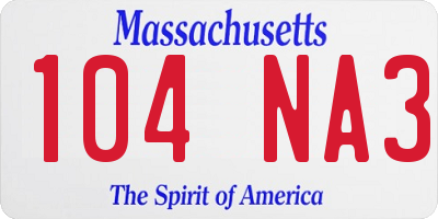 MA license plate 104NA3