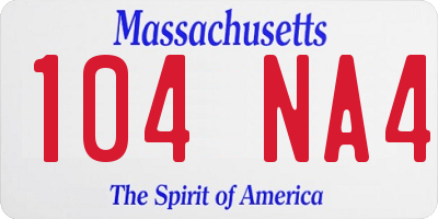 MA license plate 104NA4