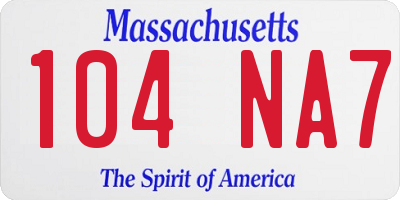 MA license plate 104NA7