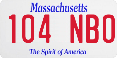 MA license plate 104NB0