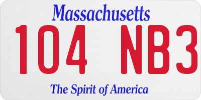 MA license plate 104NB3