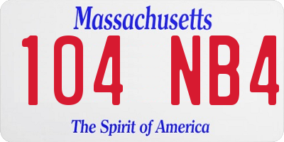 MA license plate 104NB4