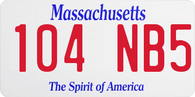 MA license plate 104NB5