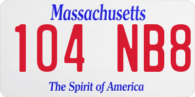 MA license plate 104NB8