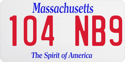 MA license plate 104NB9