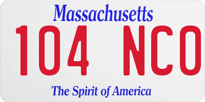 MA license plate 104NC0