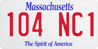 MA license plate 104NC1