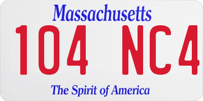 MA license plate 104NC4