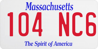 MA license plate 104NC6