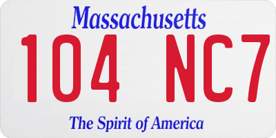 MA license plate 104NC7