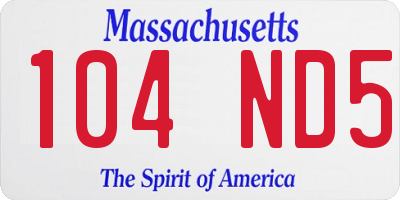 MA license plate 104ND5