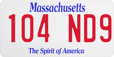 MA license plate 104ND9