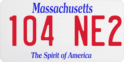 MA license plate 104NE2