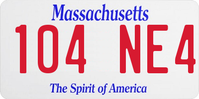 MA license plate 104NE4