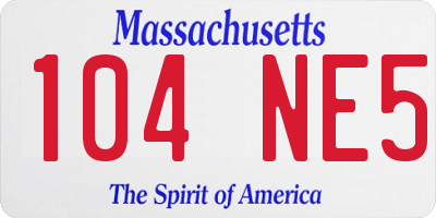 MA license plate 104NE5