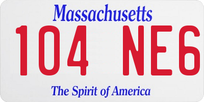 MA license plate 104NE6